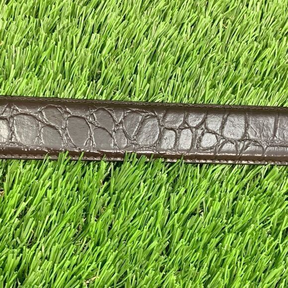 Cole Haan Dark Brown Alligator Embossed Belt. 38 - Picture 5 of 9